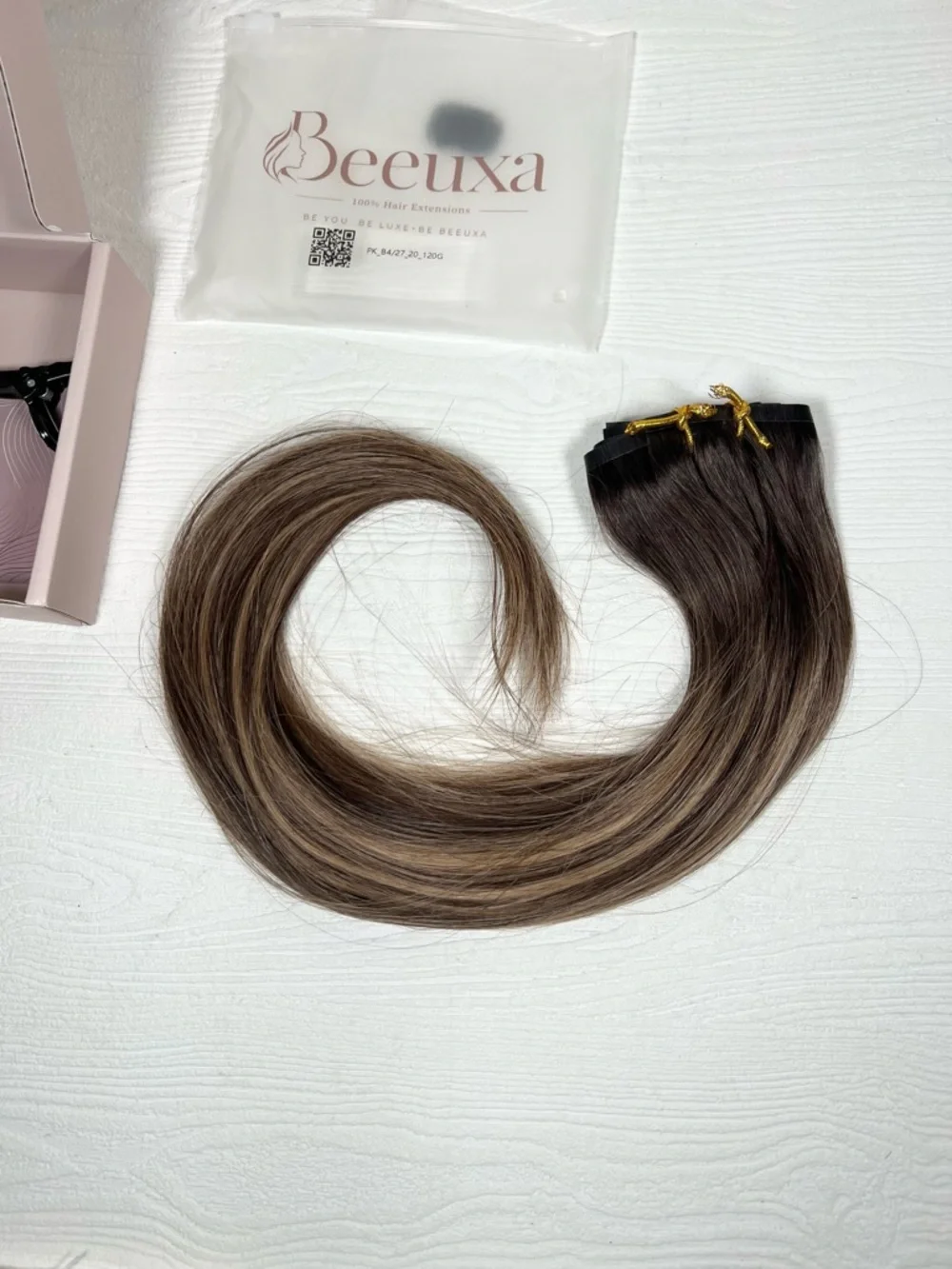 Ombre Brown Caramel Blonde Balayage Human Hair 20 Inch Clip In Hair Extensions